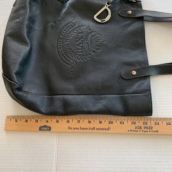 Ralph Lauren Black Leather Tote – LRL LXVII Collection with Silver Charm - Picture 5 of 17